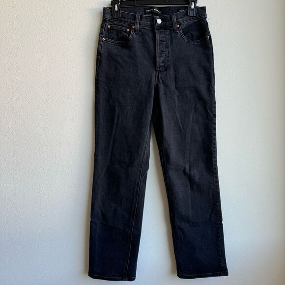 Aritzia Denim Forum The Arlo Hi-Rise Straight Jean Black Eyeliner Size 28 LONG - Picture 2 of 11